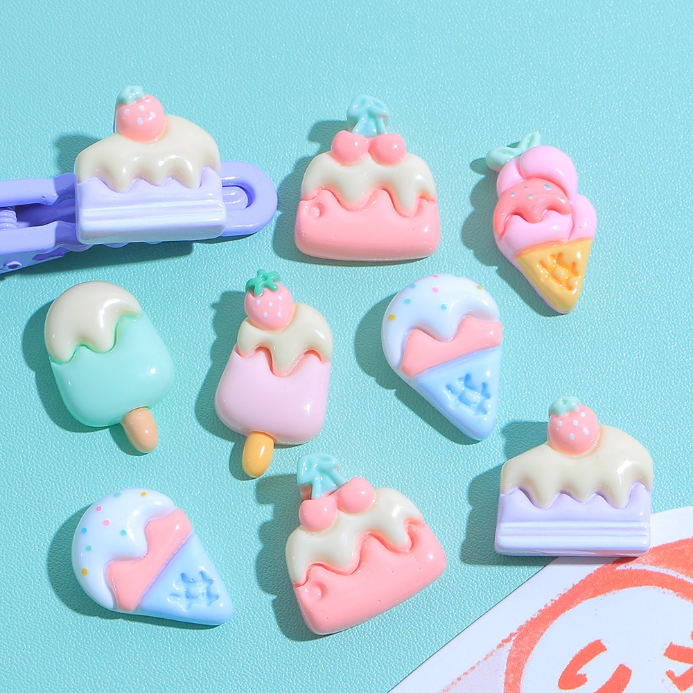 [4 @] For Jibbitz Crocs สติกเกอร์เรซิ่น รูปไอศกรีม โฮมเมด แวววาว diy อุปกรณ์เสริม สําหรับติดตกแต่งตู้เย็น กิ๊บติดผม รองเท้า XDD
