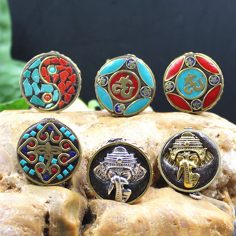 Spacer ลูกปัดขนาดใหญ่ลูกปัดทองเหลืองเนปาล diy อุปกรณ์เสริม