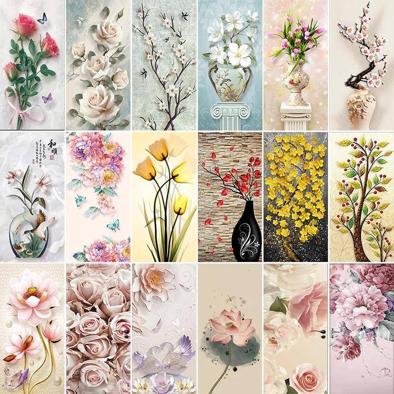 สติกเกอร์วอลเปเปอร์ ลายดอกไม้ 3d มีกาวในตัว กันน้ํา สไตล์โรแมนติก หรูหรา สําหรับติดตกแต่งผนังบ้าน ห้องนอน