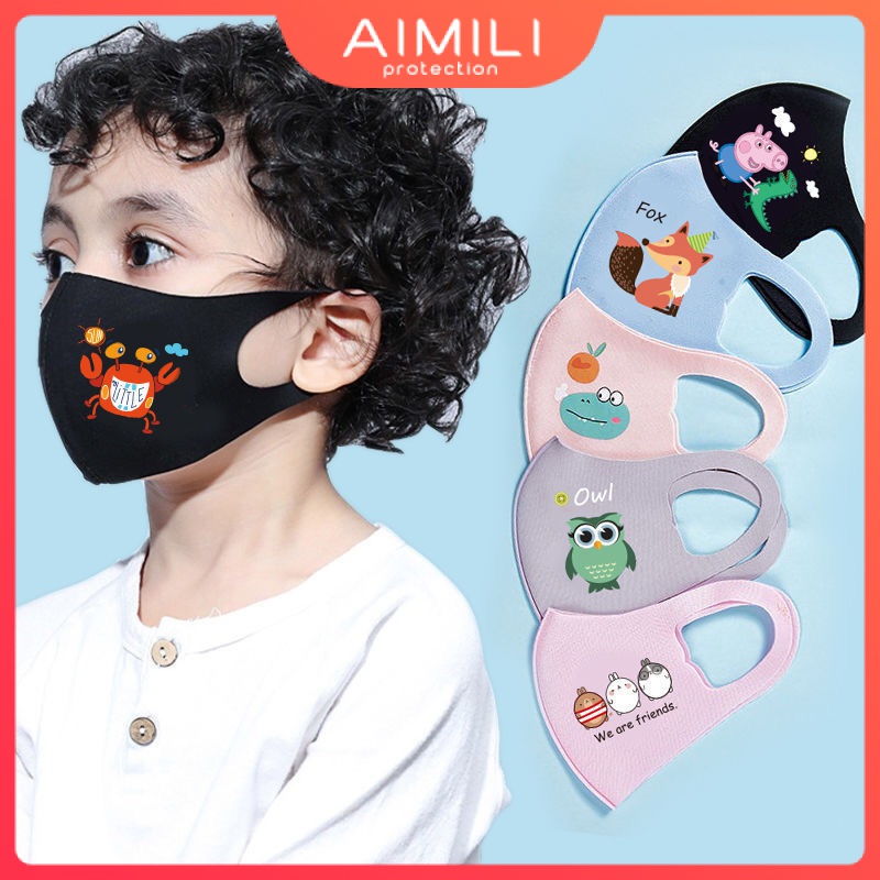 【5 ชิ้น / 10 ชิ้น 】หน้ากากผ้าฝ้าย กันฝุ่น ระบายอากาศ พิมพ์ลายการ์ตูน ซักทําความสะอาดได้ แฟชั่นฤดูใบไม้ร่วง และฤดูหนาว สําหรับเด็ก