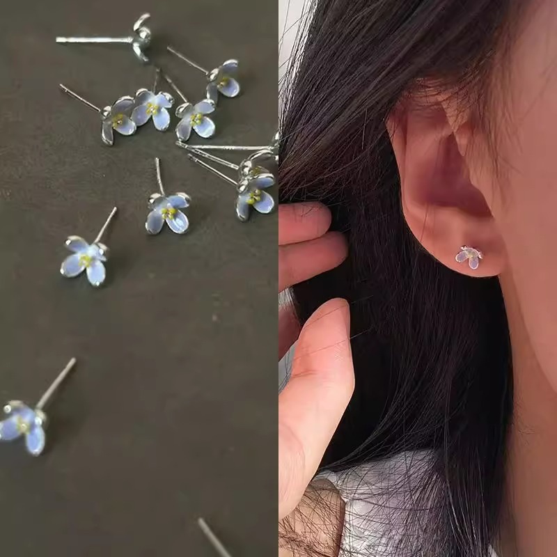 ต่างหูสตั๊ด เงิน S925 สีม่วงอ่อน เครื่องประดับ สําหรับผู้หญิง