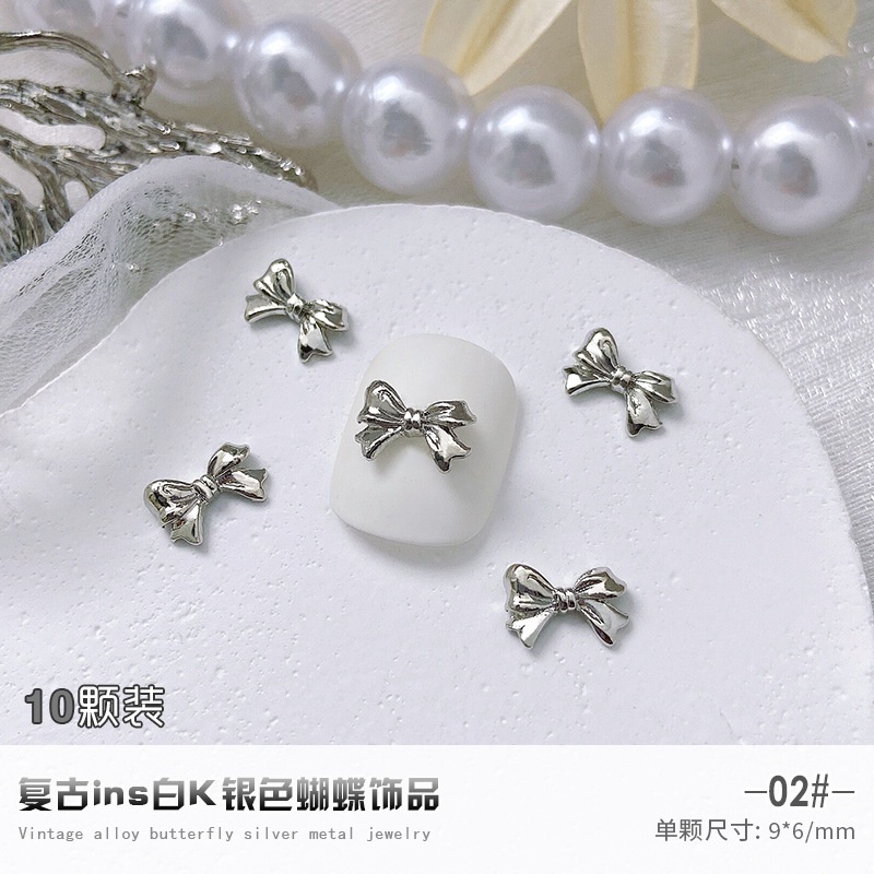 โบว์โลหะอัลลอย รูปปีกผีเสื้อ ขนาดใหญ่ หรูหรา สําหรับตกแต่งเล็บ 10 ชิ้น - รูปที่ 5