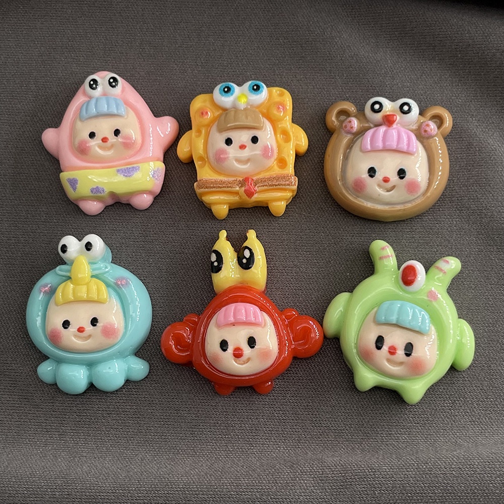 [3 #] Jibbitz Crocs แผ่นกาวเรซิ่น ลายการ์ตูนมหาสมุทร แฮนด์เมด สําหรับทําเครื่องประดับ กิ๊บติดผม เคสโทรศัพท์ diy FN