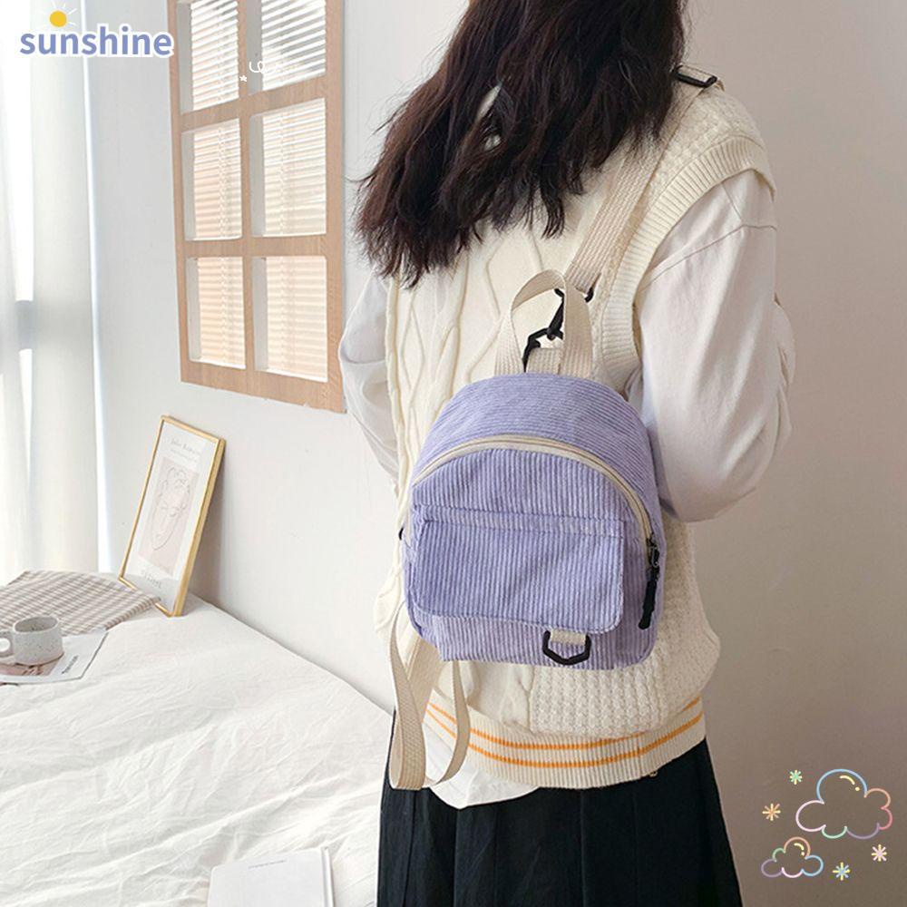 Ssunshine กระเป๋าเป้สะพายหลัง ผ้าลูกฟูก ขนาดเล็ก แฟชั่น สําหรับเดินทาง