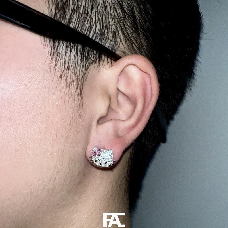 HelloKitty ต่างหู 925 Full Diamond Solid ต่างหูคุณภาพสูงดั้งเดิม