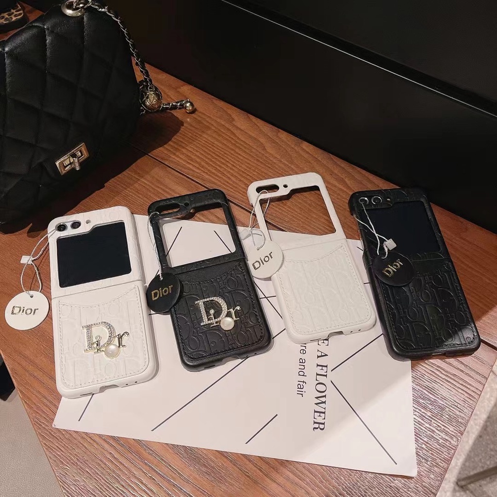 SAMSUNG หรูหราแบรนด์ใหญ่เคสโทรศัพท์สําหรับ ซัมซุง กาแลคซี Z พลิก 3 4 5 6 เคสโทรศัพท์คลุมทั้งหมดพับหนังลายนูนกรณีโทรศัพท์
