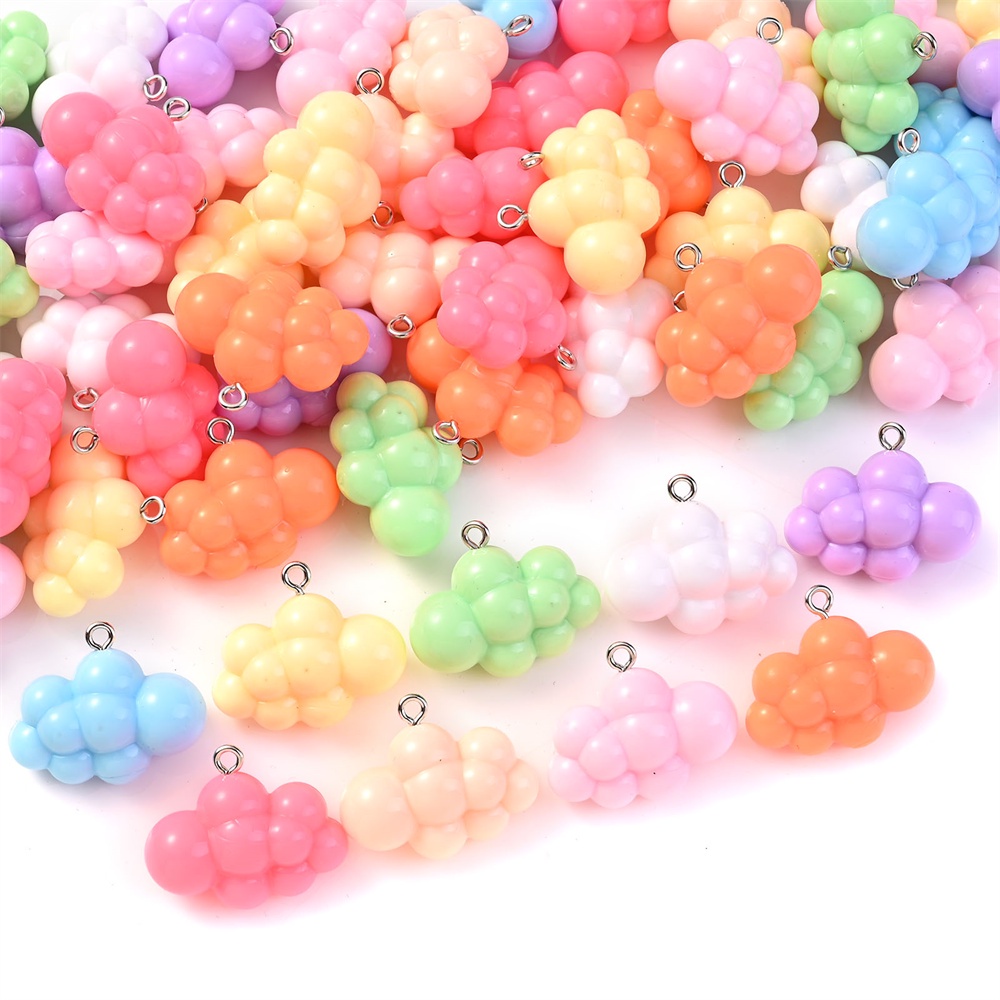 จี้เรซิ่น รูปก้อนเมฆน่ารัก ขนาด 22x26 มม. สีสันสดใส สําหรับทําสร้อยคอ สร้อยข้อมือ Diy จํานวน 10 ชิ้น