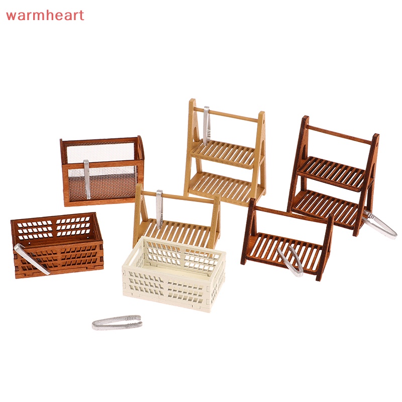 (warmheart) ชั้นวางขนมปังจิ๋ว พร้อมคลิปหนีบ สําหรับตกแต่งบ้านตุ๊กตา 1:12 1 ชุด