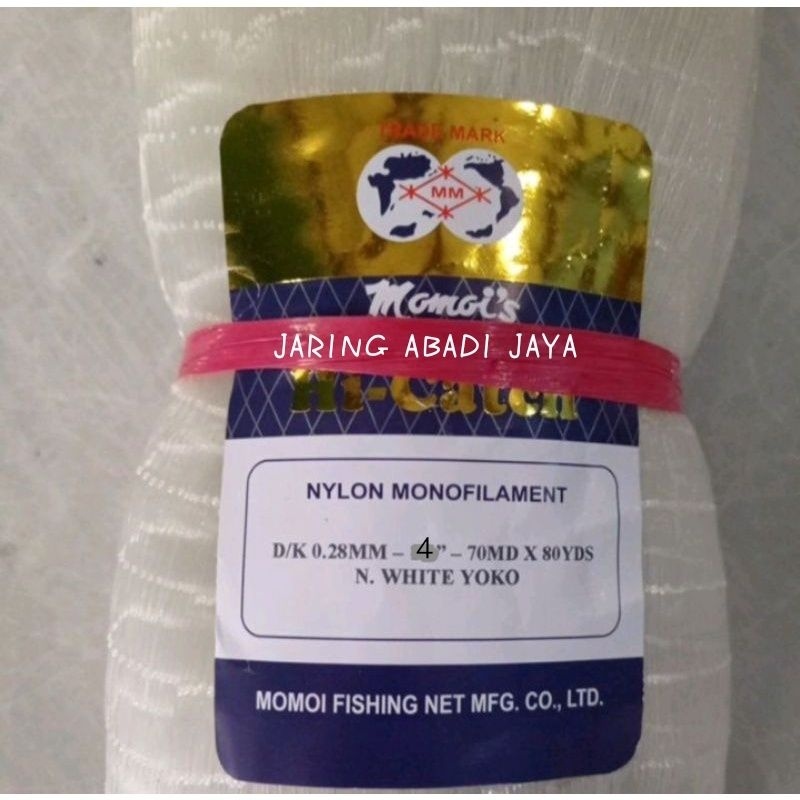 MOMOI FISHING NET 4 INCH 0.28 70MD/80YDS YOKO FISHING NET NET