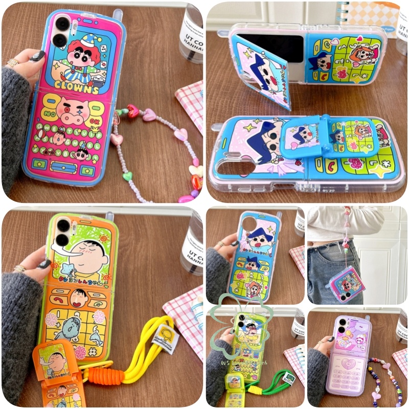 เคสโทรศัพท์มือถือ TPU นิ่ม ฝาพับ พร้อมสายคล้อง ลายการ์ตูนคลาสสิก เรโทร สําหรับ OPPO Find N3 N2