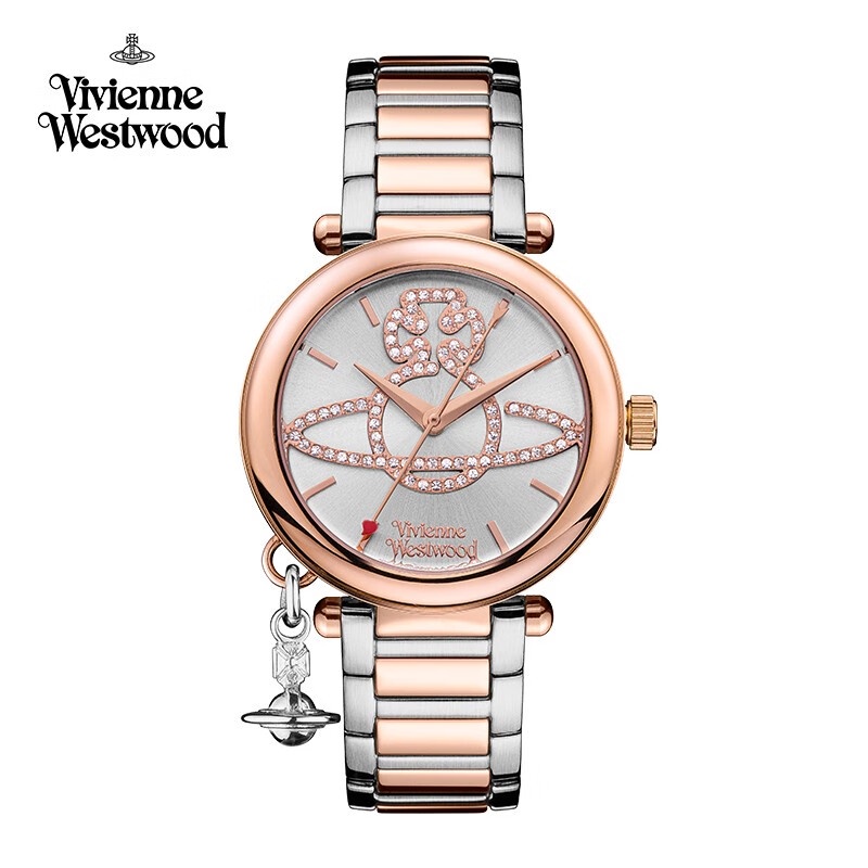 (($Most Popular $) Vivienne Westwood Vivienne Westwood) นาฬิกาข้อมือ สายเหล็ก ประดับเพชร สไตล์ใหม่ เหมาะกับของขวัญวันเกิด สําหรับผู้หญิง