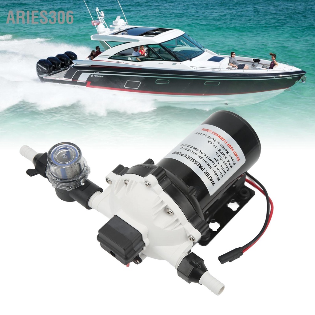 Aries306 12V Self Priming ปั๊มไดอะแฟรมสูง 5.0GPM 60PSI ปั๊มน้ำที่มีประสิทธิภาพสำหรับ RV Yacht
