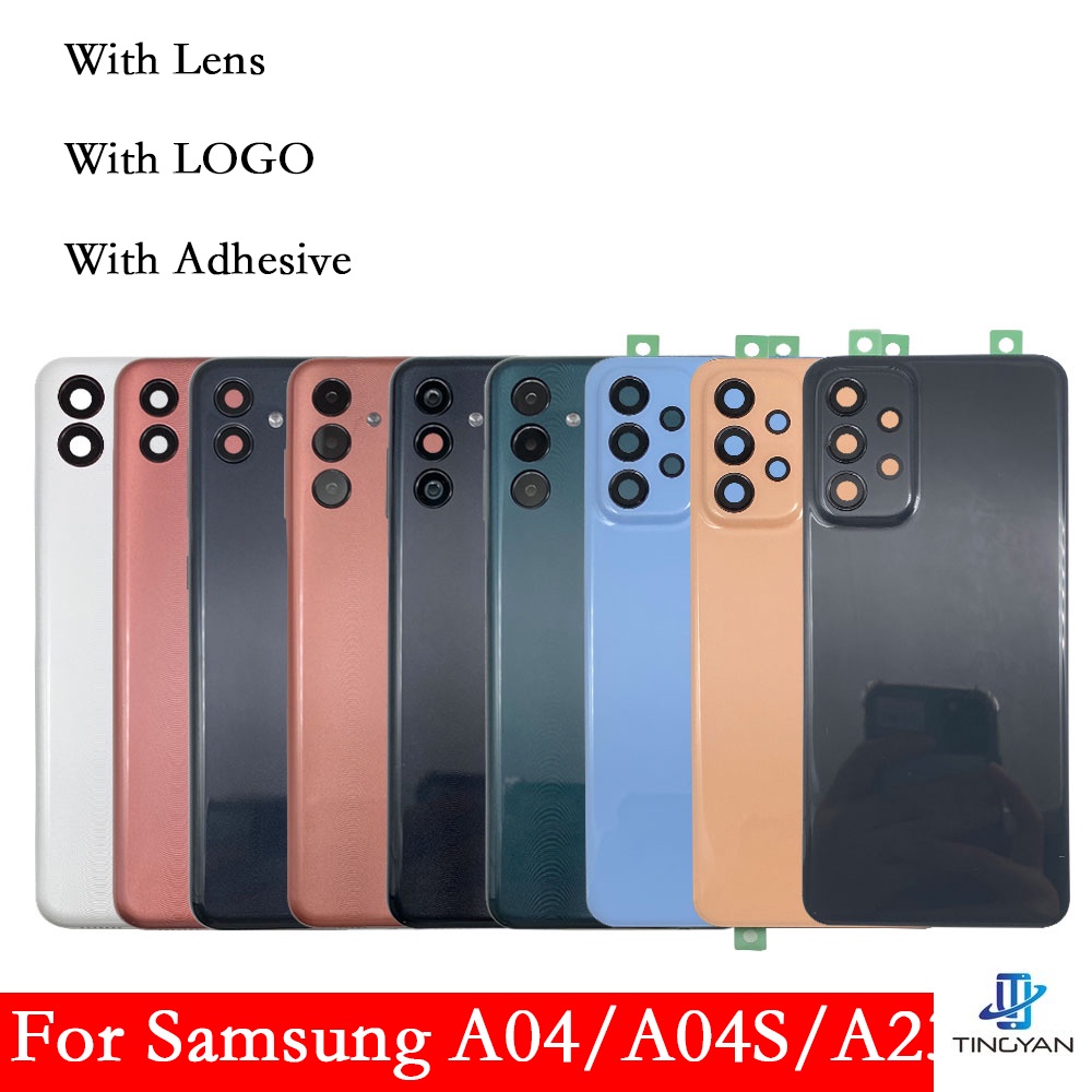 อะไหล่ฝาครอบแบตเตอรี่ด้านหลัง พร้อมเลนส์กาว สําหรับ Samsung A04 A04S A23 4G