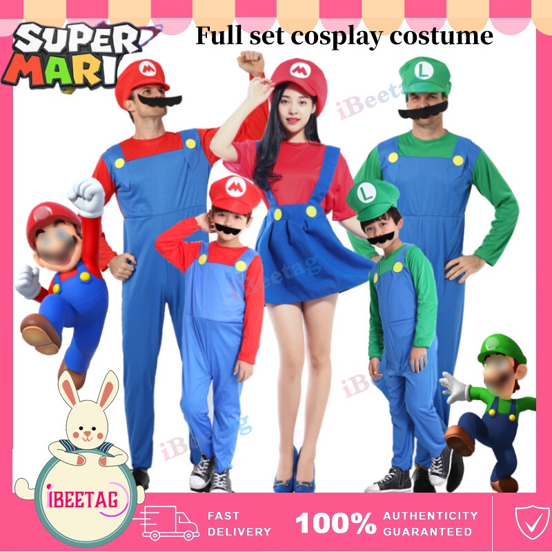 ชุดจั๊มสูทคอสเพลย์ Super Mario Luigi Bros เหมาะกับปาร์ตี้ฮาโลวีน สําหรับครอบครัว และเวที