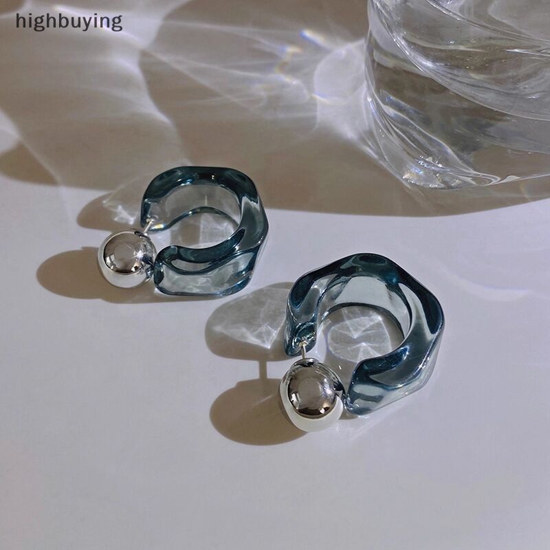 [highbuying] 1 คู่ เรซิ่นใส ห่วง ต่างหู รูปตัว C ต่างหู สําหรับผู้หญิง เด็กผู้หญิง ไม่สม่ําเสมอ เรขาคณิต ต่างหู อินเทรนด์ แฟชั่น ปาร์ตี้ เครื่องประดับ ใหม่ พร้อมส่ง