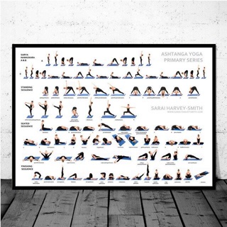โปสเตอร์ผ้าใบ ลาย Ashtanga Yoga สําหรับตกแต่งผนังบ้าน ห้องนั่งเล่น 23n 1010