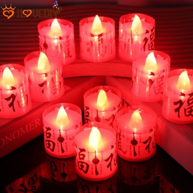 โคมไฟอธิษฐานเทศกาล / แสงเทียนพรอบอุ่น / ไฟ LED อิเล็กทรอนิกส์ไร้ตําหนิ / โคมไฟเทียน Fu แบบดั้งเดิม / ไฟตกแต่งยุติธรรมวัดปีใหม่ / ร้อน