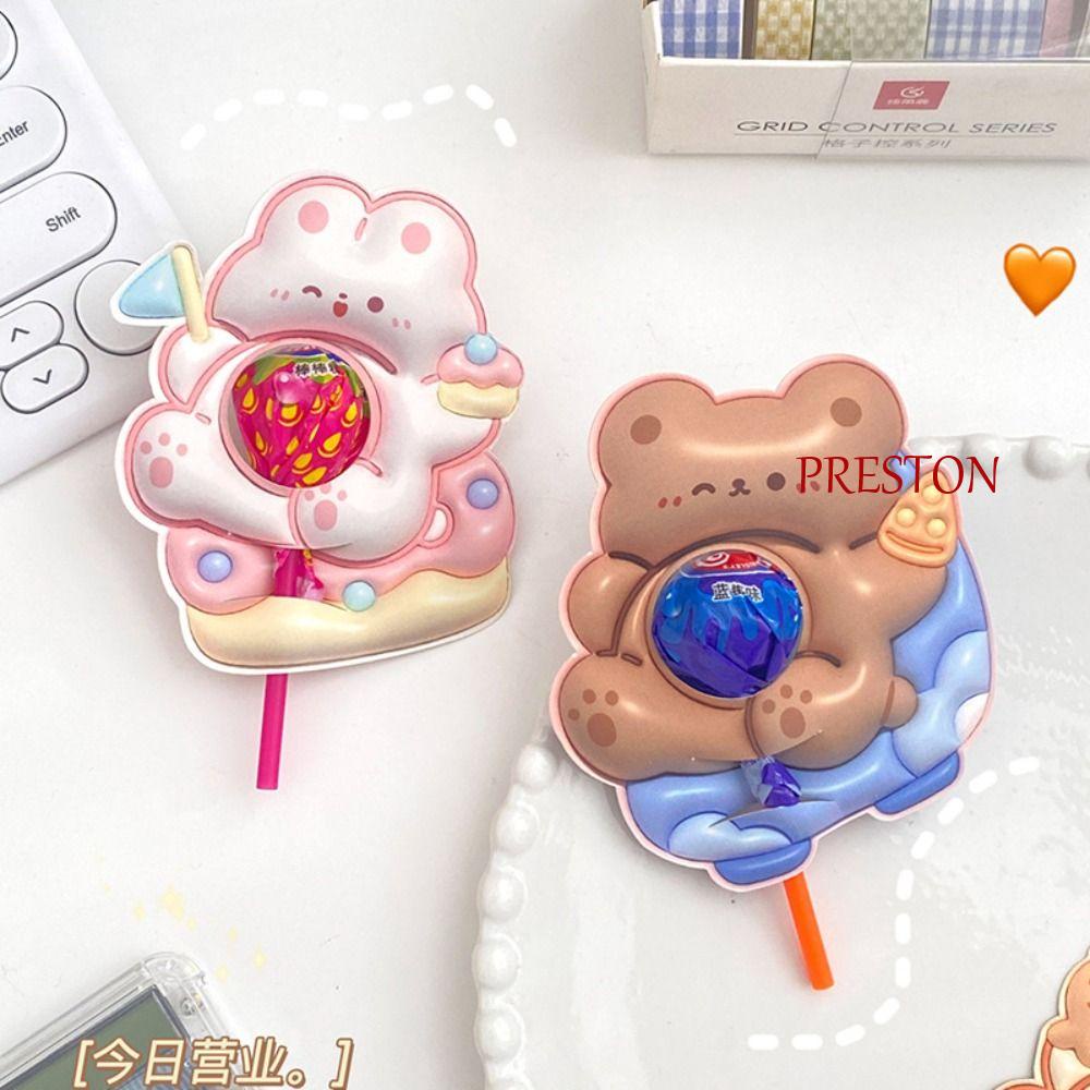 Preston การ์ดกระดาษ ลายอมยิ้ม หมี กระต่าย 3D สไตล์เกาหลี สร้างสรรค์ DIY สําหรับตกแต่งบรรจุภัณฑ์ 10 ชิ้น