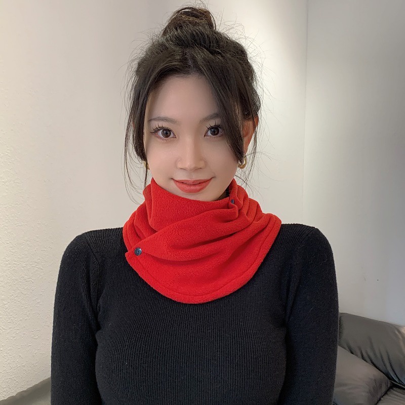 ฤดูใบไม้ร่วงและฤดูหนาว ผ้าพันคอขนแกะ สองชั้น / ปลอกคอ แบบหนา ให้ความอบอุ่น / ผ้าพันคอขนแกะขั้วโลก / ผ้าพันคอขี่รถ กลางแจ้ง กันลม กระดุมไขว้คอ ผ้าเช็ดคอ - รูปที่ 2
