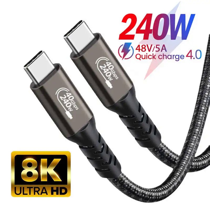 สายชาร์จเร็ว 240W USB4 Thunderbolt 3/4 40Gbps USB C 4K PD USB4.0 Gen3