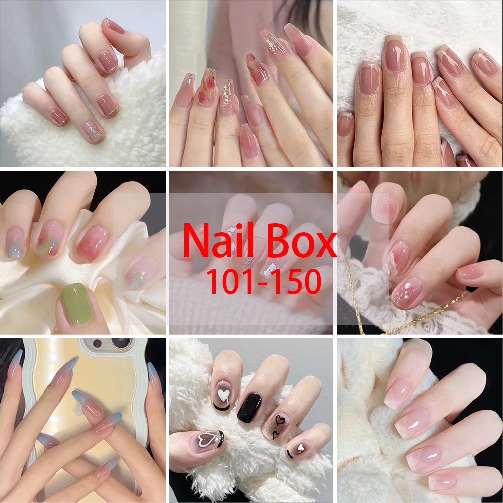 [101-150] Box 2024 ชุดเล็บปลอม พร้อมกาว สําหรับเด็ก