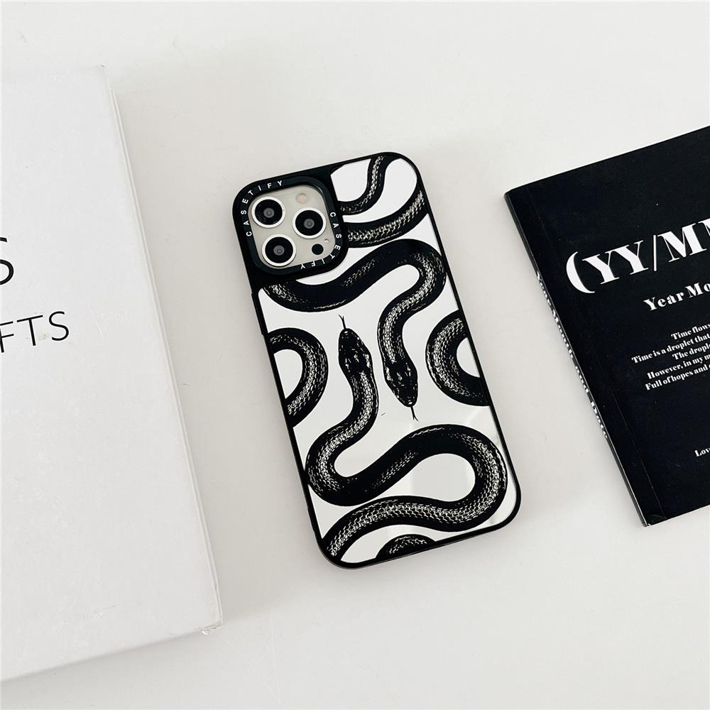 CASETiFY Cool Black Snake Silvery Mirror Casing for IPhone Air 15 16 Plus 11 12 13 14 15 16 17 Pro M