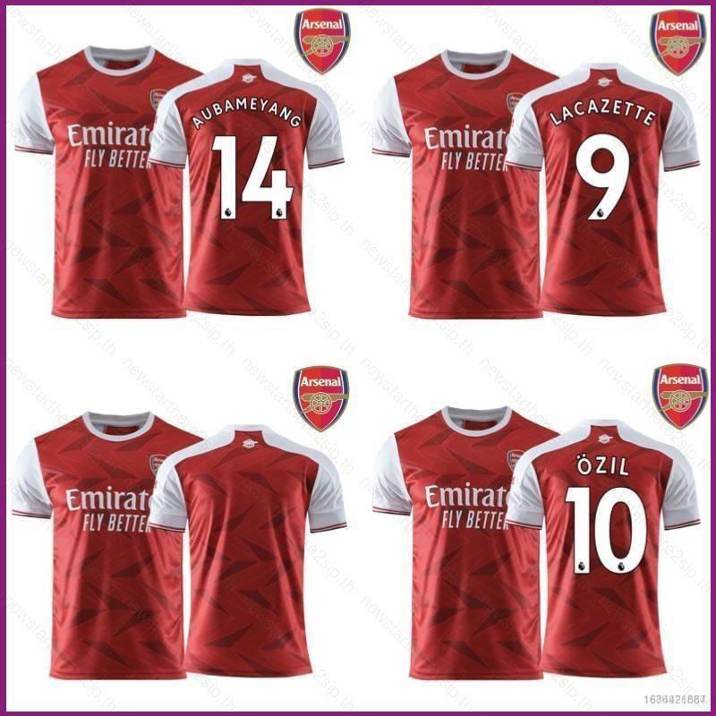 เสื้อกีฬาแขนสั้น ลายทีมชาติฟุตบอล Arsenal Home Lacazette Ozil Aubameyang พลัสไซซ์ สําหรับผู้ชาย และผู้หญิง 2020-2021