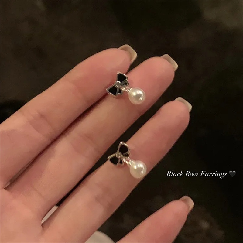 ใหม่ ต่างหูสตั๊ด ประดับโบว์ ไข่มุก แฟชั่น สําหรับผู้หญิง 2023