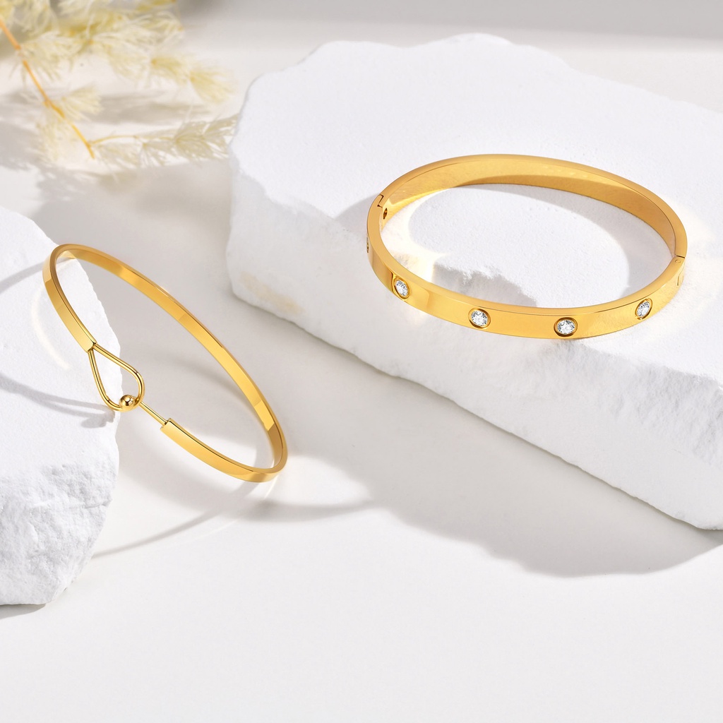 Vnox سوار كريستال مطلي ذهب 18K بالزركون — صورة 7