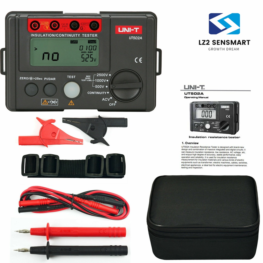 ของแท้ UNI-T UT502A เมกะโอมห์มิเตอร์ ดิจิตอล 2500V เครื่องวัดความเป็นฉนวน วัดความต้านทานฉนวน insulation Resistance Teste