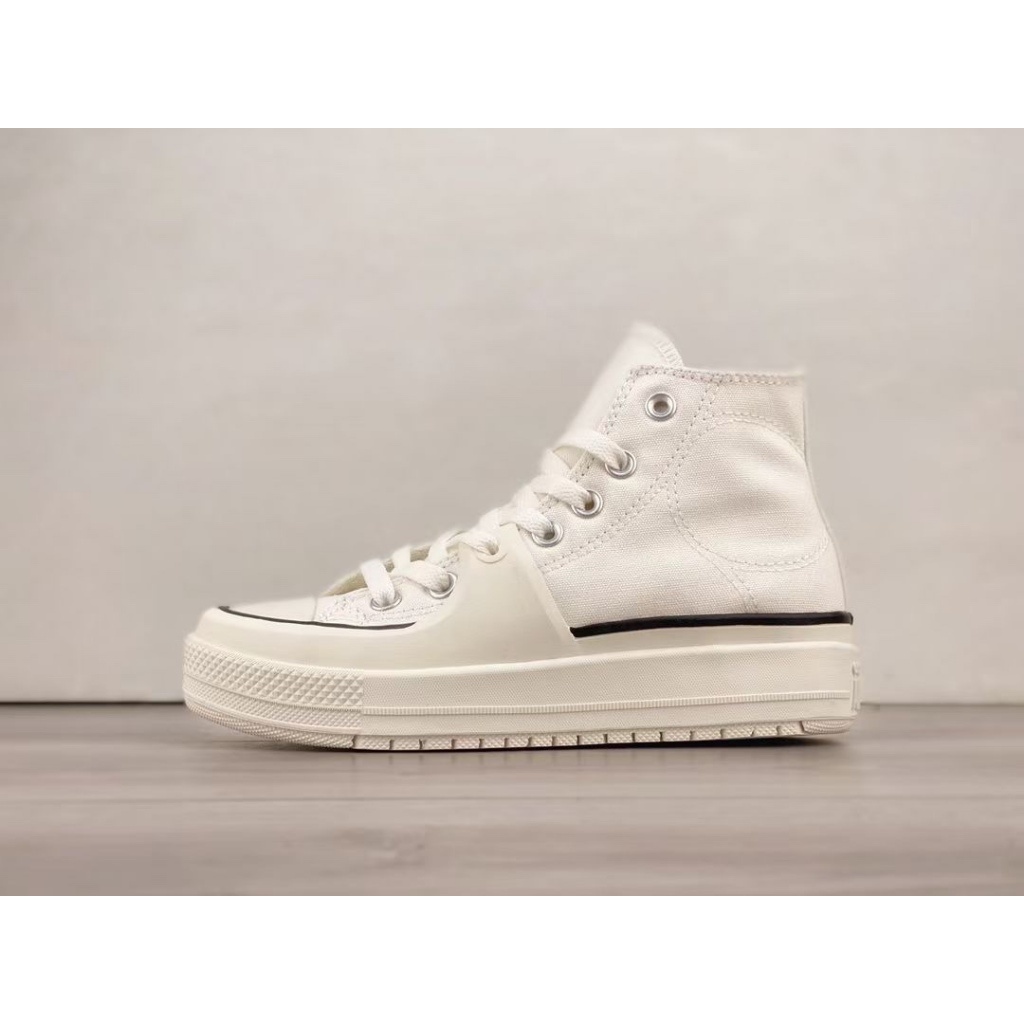 Converse All Star Construc ขาว รองเท้าผ้าใบกันลื่นป้องกันการสึกหรอสูงสำหรับผู้ชายและผู้หญิงgenuine แท้%fashion