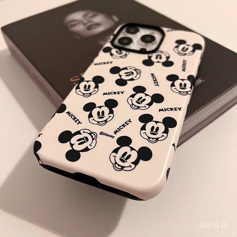 เคสโทรศัพท์มือถือ สองชั้น กันกระแทก ลายมิกกี้เมาส์ สองชั้น สีดํา สําหรับ iPhone 7 8 Plus x xs xr xsm