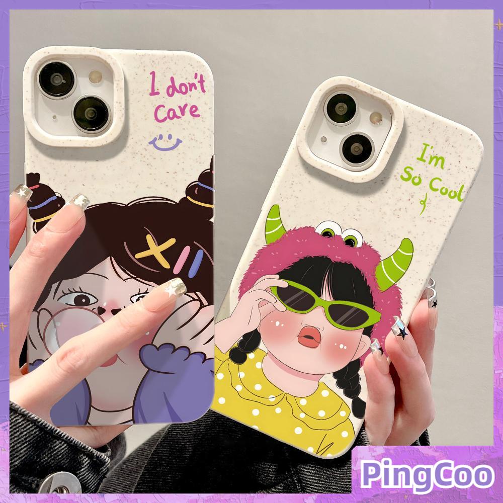 Pingcoo - เข้ากันได้สำหรับ เคส iphone 11 เคสไอโฟน เคสไอโฟน11 กรณีเป็นมิตรกับสิ่งแวดล้อมย่อยสลายได้สีขาวนุ่มกันกระแทกน่ารักการ์ตูนสาวตลกใช้งานร่วมกับ iPhone 14 PRO MAX 13 PRO MAX 12 11 XR XS 7 8 PLUS