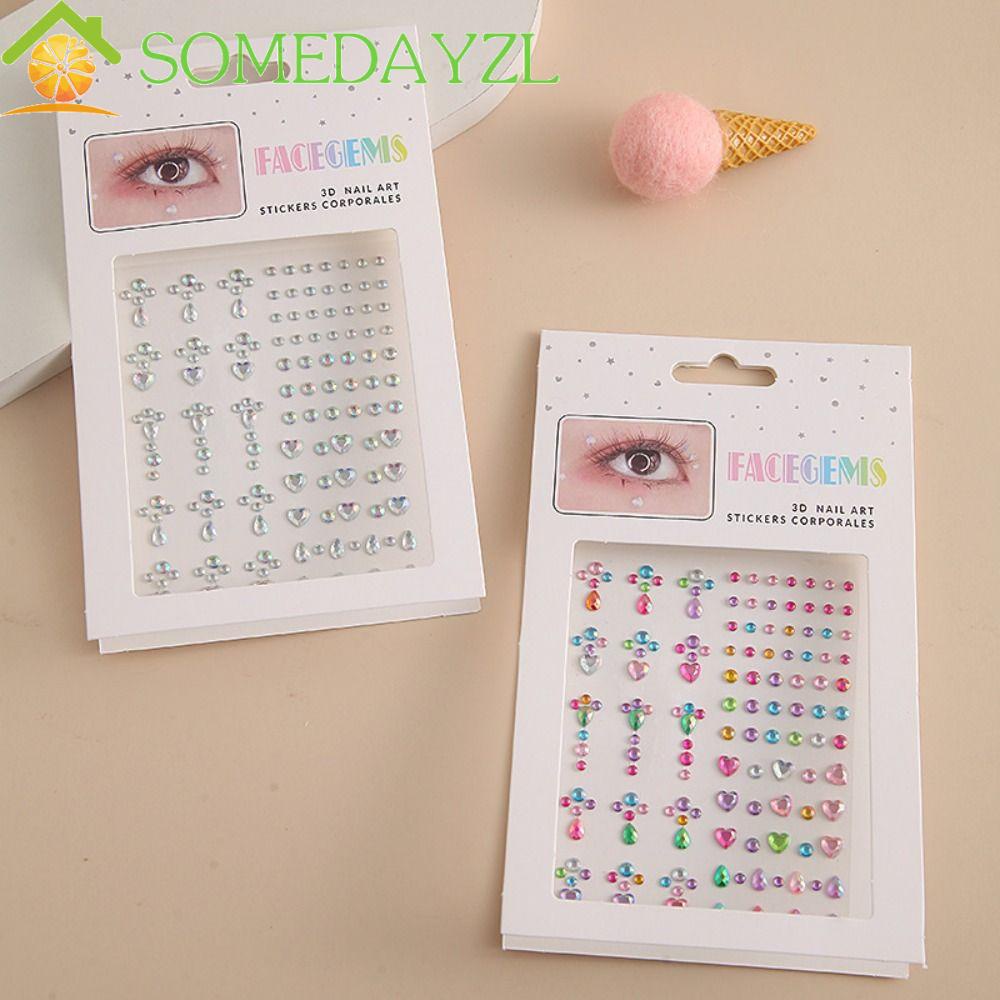 Somedayzl สติกเกอร์คริสตัล พลอยเทียม กลิตเตอร์ ไข่มุก สําหรับตกแต่งเครื่องสําอาง อายไลเนอร์ DIY