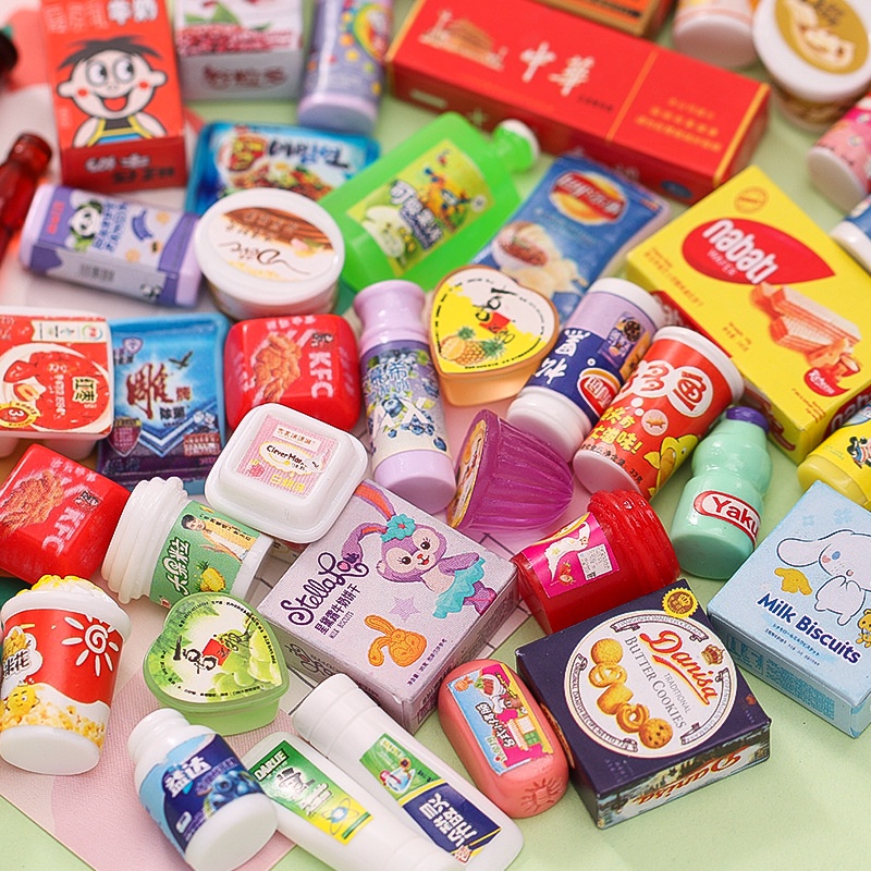 10 ชิ้น สุ่ม คละ มินิ ซูเปอร์มาร์เก็ต เครื่องดื่มจําลอง อาหาร เรซิน หลังแบน สําหรับเด็ก ลูกอม เล่น DIY อุปกรณ์ตกแต่ง
