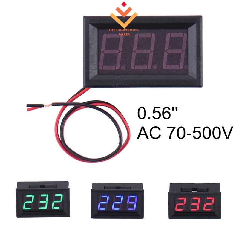 แผงโวลต์มิเตอร์วัดแรงดันไฟฟ้าดิจิทัล AC 70V-500V LED AC 110V 220V 230V 380V