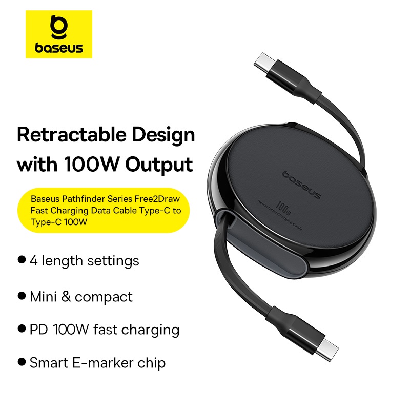 Baseus PD100W Fast สายชาร์จประเภท C Data Cable Charger ฟรีปรับความยาวยืด Anywhere สําหรับ iPhone 15 promax