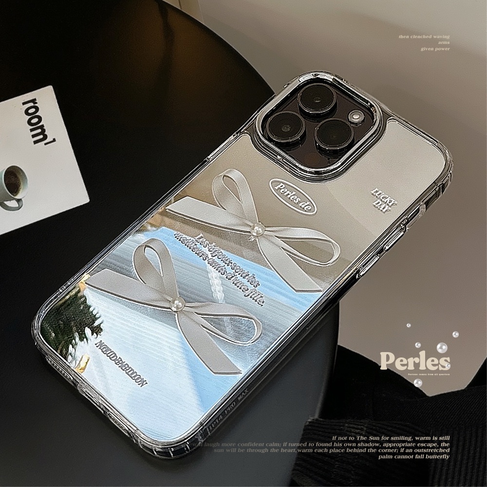 เคสโทรศัพท์มือถือแบบกระจกแข็ง ประดับโบว์ สําหรับ iPhone 11 11Promax 12 12Pro 12Promax 13 13Pro 13Promax 14 14Pro 14Promax 15 15Pro 15Promax 13Promax