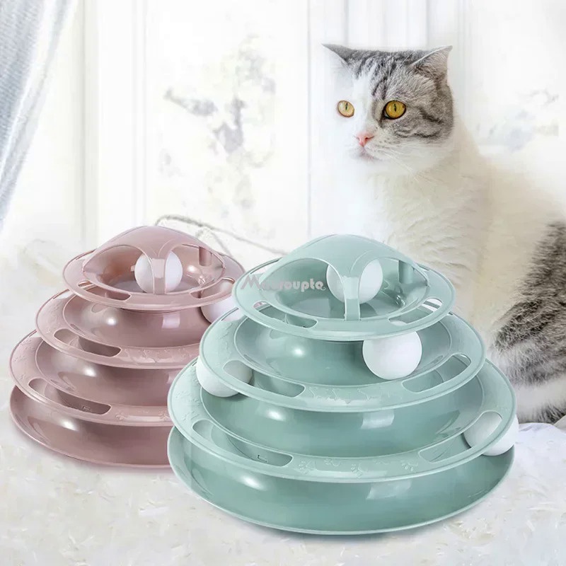3/4 Levels Cats Toy Tower Tracks Cat Toys Interactive Cat Intelligence Training Amusement Plate Towe