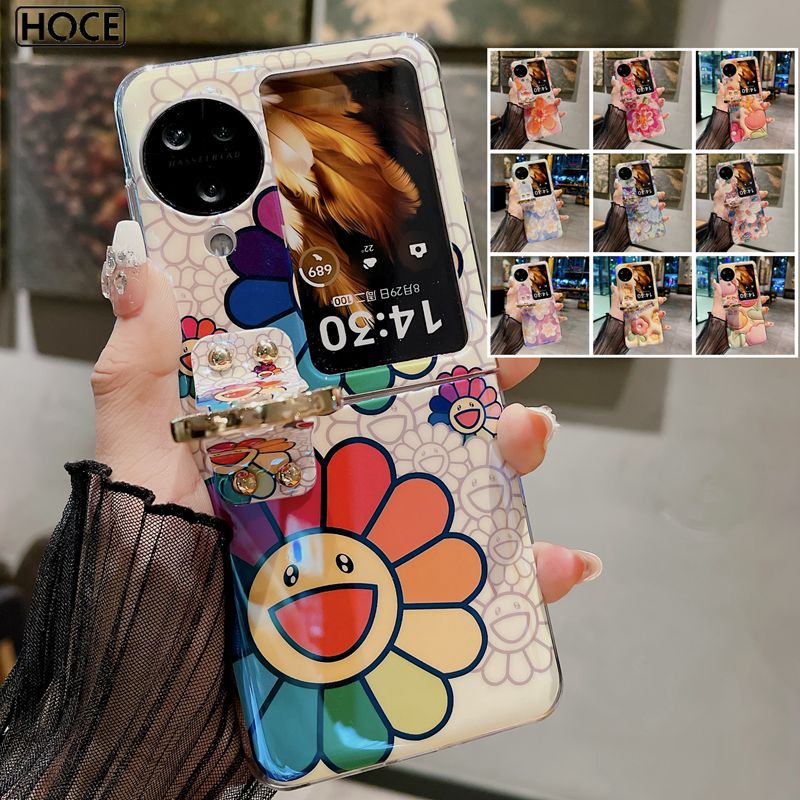 N3flip เคสโทรศัพท์ แบบแข็ง ฝาพับ กันกระแทก ลายดอกไม้ พร้อมแหวนนิ้ว สําหรับ OPPO Find N3