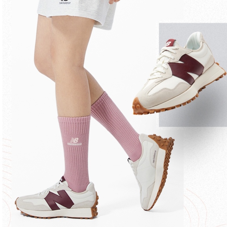 【จัดส่งตลอด 24 ชม. 】New Balance NB 327 WS327KA สีขาวสีเทาสีแดง ต้นฉบับ 100% รองเท้า free shipping