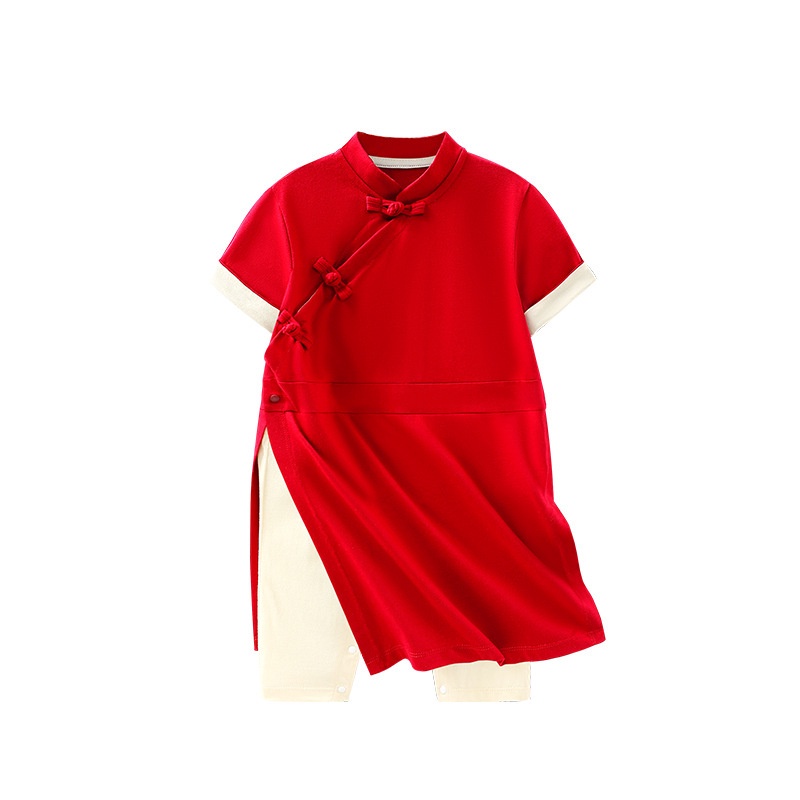 เสื้อผ้าแบบดั้งเดิมสําหรับเด็ก 2 ชิ้น Tang Suit Onesie