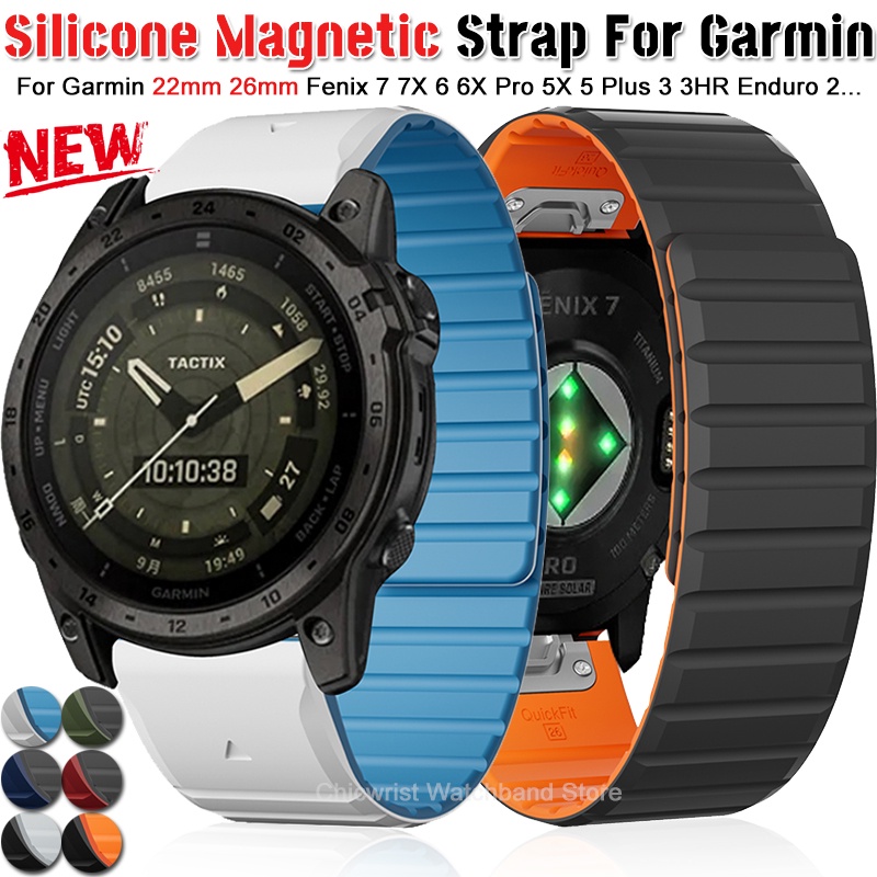 สายนาฬิกาข้อมือซิลิโคนแม่เหล็ก 22 26 มม. สําหรับ Garmin Fenix 7 7x 6 6X Pro 5X 5 Pro Gen 2 Enduro 2 Descent Mk1 Band