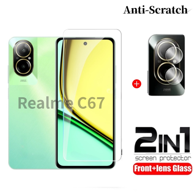 2 In 1 ฟิล์มกระจกนิรภัยกันรอยหน้าจอ และเลนส์กล้อง กันรอยขีดข่วน สําหรับ Realme C67 4G 5G C 67 RealmeC67 2023