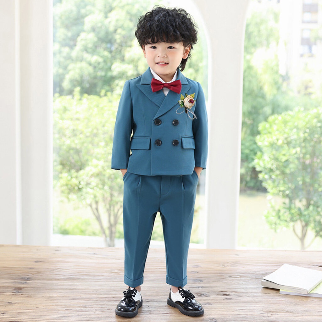 Bset0131- ชุดสูทเด็กชาย 4ชิ้น เนื้อผ้าสวยหรู ทรงสวยดูดี มีเสื้อสูท+กางเกง+โบว์หูกระต่าย+เข็มกลัด ขนาดชุด +ดูเพิ่ม ในร...