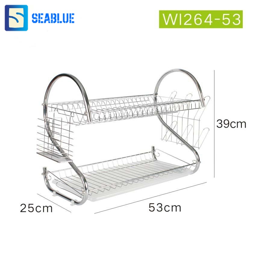 SEABLUES-ชั้นวางจาน 2ชั้น ขนาด 53x25x39 ซม. วางช้อนส้อม ที่คว่ำจาน  ตะแกรงระบายน้ำ ชั้นวางของในครัว 