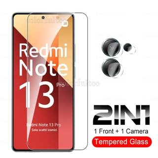 2in1 แก้วป้องกันฟิล์มสําหรับ Xiaomi Redmi หมายเหตุ 14 13 Pro Plus 13Pro + 14Pro + Note13Pro Note14Pro 4G 5G 9H HD ด้านหน้าโทรศัพท์ฟิล์มกระจกนิรภัยป้องกันหน้าจอกล้องด้านหลังเลนส์ฟิล์ม
