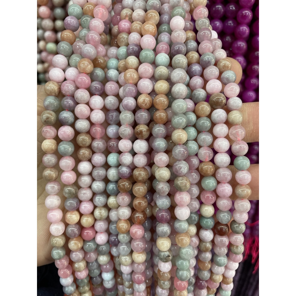 Alashan ลูกปัดแจสเปอร์ สีรุ้ง ทรงกลม สําหรับทําเครื่องประดับ สร้อยคอ สร้อยข้อมือ