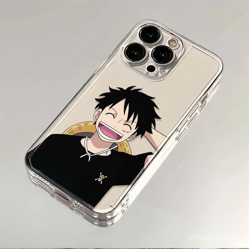 เคสโทรศัพท์มือถือแบบนิ่ม ใส ลายอวกาศ ลูฟี่ วันพีซ สีดํา สําหรับ Iphone 15 14 12 1311 12 11promax xsmax xs xrins 8AUL