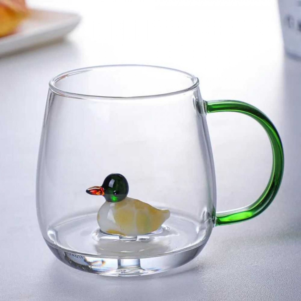 ถ้วยชานมกาแฟแก้ว Borosilicate ทนความร้อน 400ml - L400